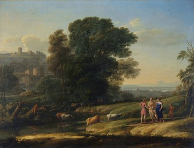 "Cephalus ve Procris ile Manzara Diana tarafından yeniden bir araya geldi" (Cephalus ve Procris ile Manzara Diana tarafından yeniden bir araya geldi) Tablo Claude Lorrain (1600-1682) Tuval üzerine yağlıboya 1645 Dim 101.5x133 cm National Gallery, Londra by Claude Lorrain