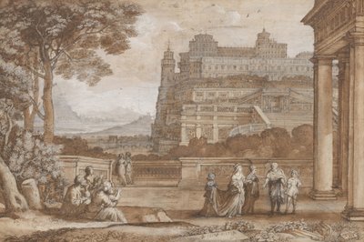 Kraliçe Ester Ahaşveroş Sarayına Yaklaşıyor by Claude Lorrain (1600 82)