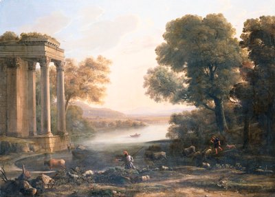 Yıkılmış Tapınak ile Pastoral Bir Manzara, 1638 dolayları by Claude Lorrain