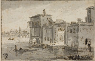 Lagün Yanındaki Binalar by Claude Lorrain