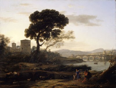 Roma yakınlarında Ponte Molle Manzaralı Manzara, 1645. by Claude Lorrain