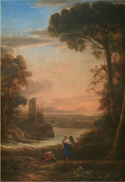 Tobias ve Melek, 1639-1640 ile Manzara. by Claude Lorrain