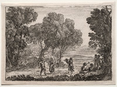 Country Danslı Manzara (Küçük Tabak) by Claude Lorrain