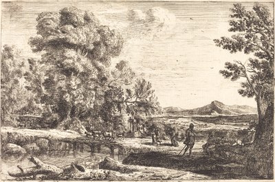 Rebecca ve Eliezer (tahta köprü) by Claude Lorrain