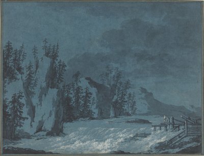 Wooded Cliffs tarafından River Rapids by Claude Louis Chatelet