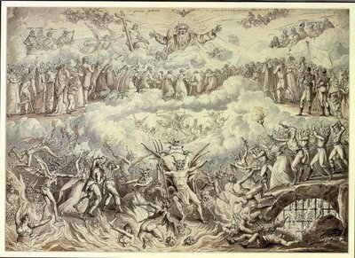Kralcı Bir Alegori (kalem ve mürekkep ve kağıt üzerinde yıkama) by Claude Louis Desrais