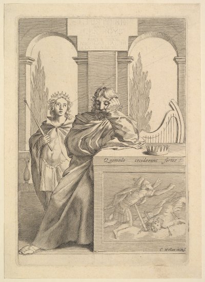 David: Talon için Başlık Sayfası, LHistoire Sainte, III, 1645. by Claude Mellan