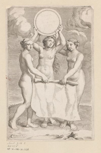 Madalyonlu Üç Güzeller Başlık sayfası: Balthazar de Vias, Charitum libri tres, 1660 by Claude Mellan