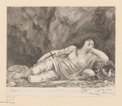 Bir mağarada bulunan Saint Mary Magdalene by Claude Mellan