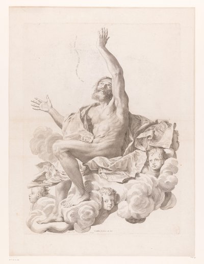 Aziz Paul bulutta meleklerle çevrili by Claude Mellan
