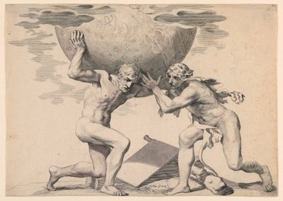 Herkül ve Atlas by Claude Mellan