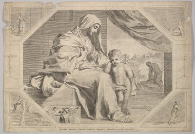 Kutsal Aile. by Claude Mellan
