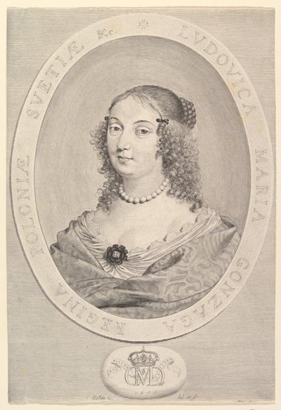 Ludovica Maria Gonzaga, Polonya Kraliçesi, 1645. by Claude Mellan