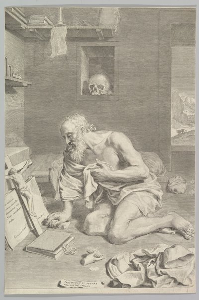 Aziz Jerome Hücresinde Dua Eden Aziz Jerome Penitent, 1665. by Claude Mellan