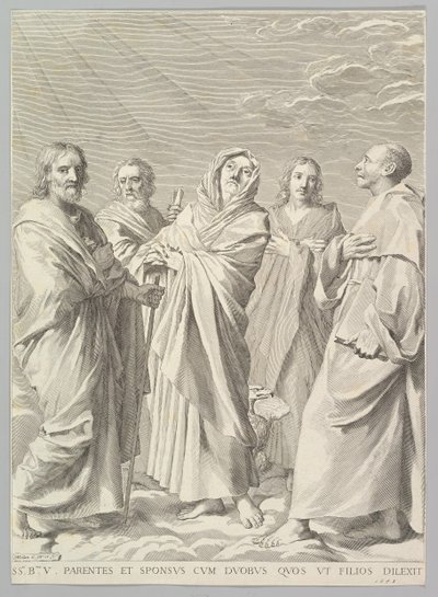 St. Anne, Joseph, Joachim, Bernard ve John, Bakire Evangelist Akrabalığı, 1648. by Claude Mellan