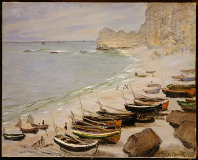 Etretat Sahilinde Tekneler, 1883 by Claude Monet