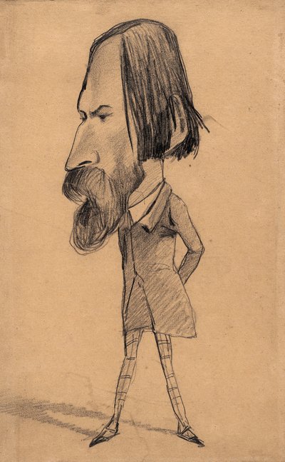 Auguste Vacquerie'nin karikatürü, c.1859 (ten rengi dokuma kağıt üzerinde silinmiş grafit) by Claude Monet