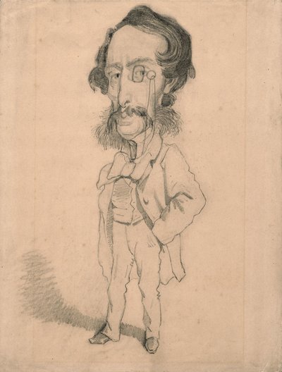Mario Uchard'ın karikatürü, c.1858 (ten rengi dokuma kağıt üzerinde silme ve güdük dokunuşlu grafit) by Claude Monet