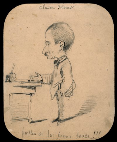 Masanın Başında Duran Adam Karikatürü (rekto); Profildeki Erkek Kafanın Kroki (verso) by Claude Monet