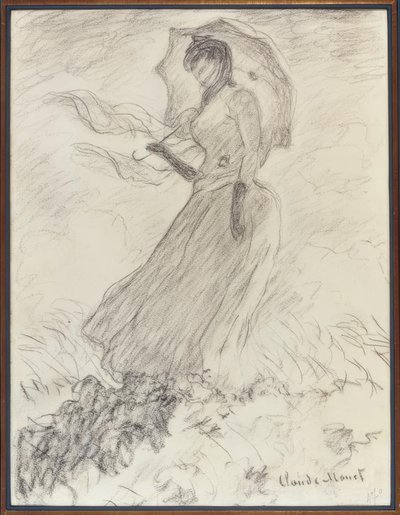 şemsiye ile kadın by Claude Monet