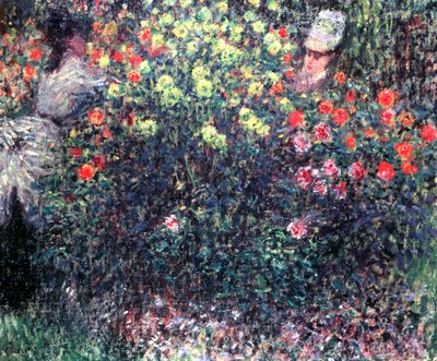 Katı bir yıldız çiçeği kütlesindeki kızlar, 1875 by Claude Monet