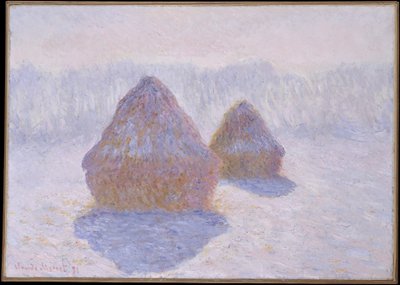 Saman Yığınları (Kar ve Güneşin Etkisi) by Claude Monet