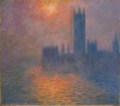 Parlamento evleri, gün batımı by Claude Monet