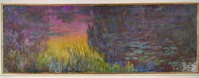 Söğütsüz nilüfer göleti, batan güneş by Claude Monet