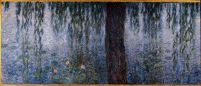 Les Nympheas; sabahları söğütlerle temizleyin (ahşap üzerine triptik yağın sol kısmı 200 x 425 cm), sd. 1914-1926. Claude Monet (1840-1926). Musee de l