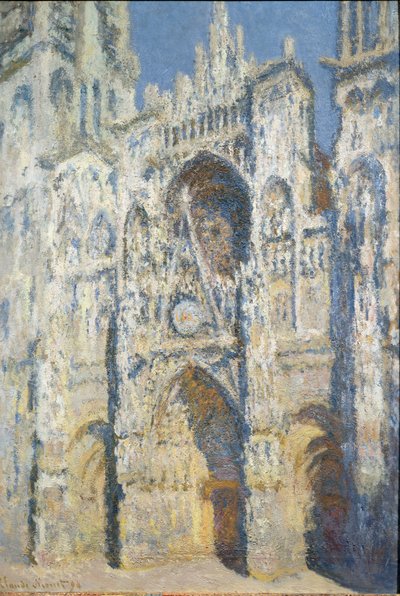 Rouen Katedrali, portal ve Saint Romain kulesi, tam güneş etkisi, mavi uyum ve altın - tuval üzerine yağlıboya by Claude Monet