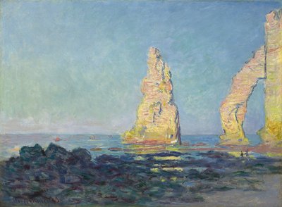Etretat İğnesi, Alçak Gelgit; Aiguille d"Etretat, maree bas, 1883 by Claude Monet