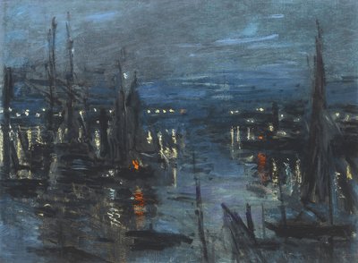Le Havre Limanı, Gece Etkisi; Havre Limanı, Gece Etkisi, 1873 by Claude Monet