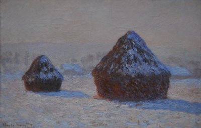 Buğday Yığınları, Kar Etkisi, Sabah, 1891 by Claude Monet