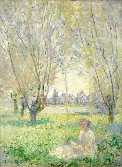 Willows altında oturan kadın by Claude Monet