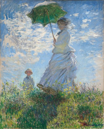 Şemsiyeli Kadın - Madam Monet ve Oğlu by Claude Monet