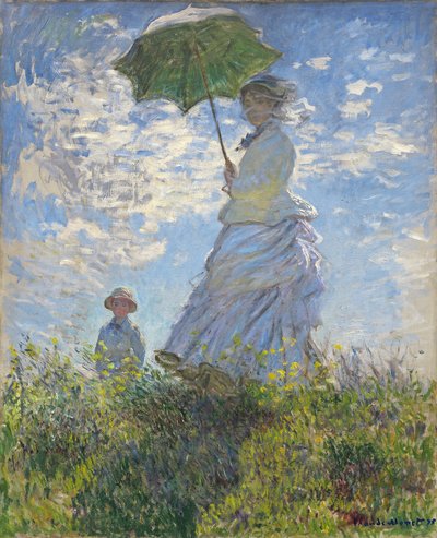 Şemsiyeli Kadın - Madam Monet ve Oğlu by Claude Monet