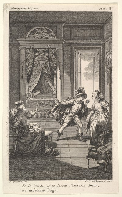 Bir adam kapı aralığında duran bir kadına doğru eğiliyor, sağda, solda oturan bir kadın kaldırıyor..., yakl. 1784. by Claude Nicolas Malapeau