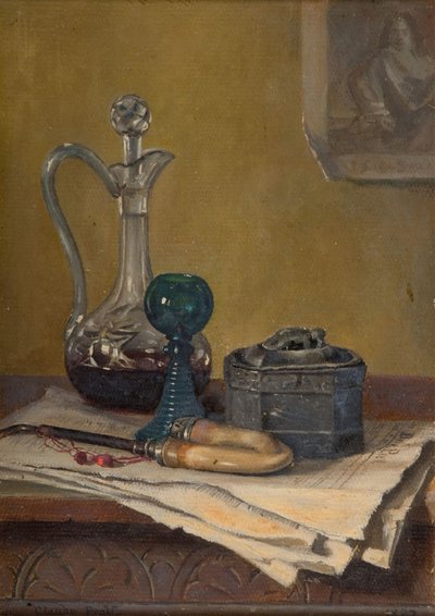 Natürmort Gazete, Pipo, Sürahi Ve Kavanoz, 1887. by Claude Pratt