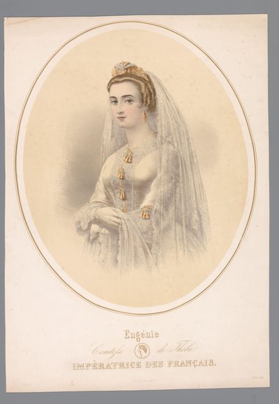 Portret van Eugenie, keizerin van Frankrijk Eugenie, Theba Kontesi. Fransız İmparatoriçesi (nesne üzerindeki başlık) by Claude Régnier
