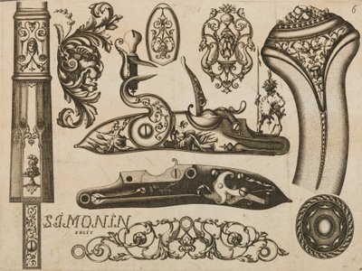 Ateşli Silahlar Süsü, 1693 veya 1695 gravürü. by Claude Simonin