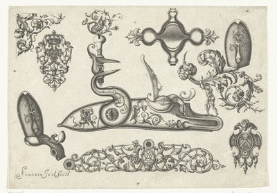 on motif Plusieurs parçaları ve süsleri Darquebuzerie (seri başlığı) by Claude Simonin