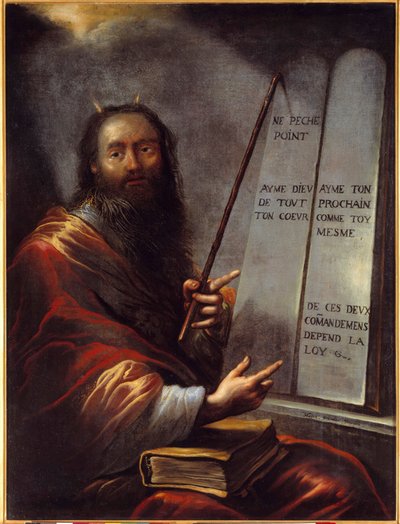 Musa ve Kanun Tabloları Tablosu Claude Vignon (1593-1670) 17. Yüzyıl Güneşi. 1.29x0.9 m Rouen, Güzel Sanatlar Müzesi by Claude Vignon