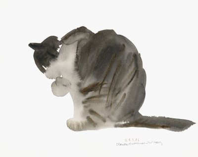 Kedi, 1985 (sulu boya) by Claudia Hutchins Puechavy