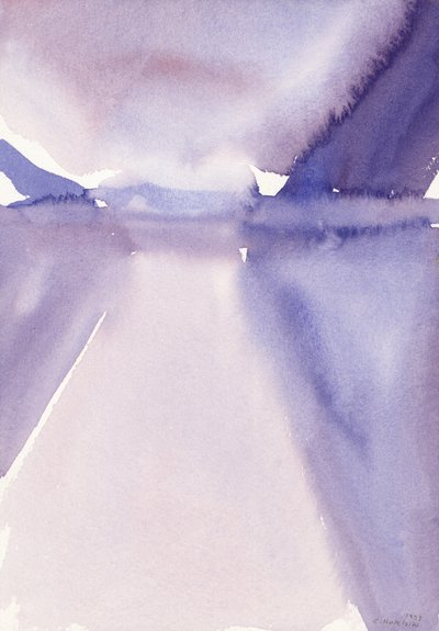 Dağ gölü, 1993 (sulu boya) by Claudia Hutchins Puechavy
