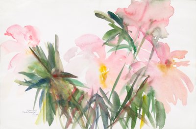 Peonies, 1987, (kağıt üzerine sulu boya) by Claudia Hutchins Puechavy