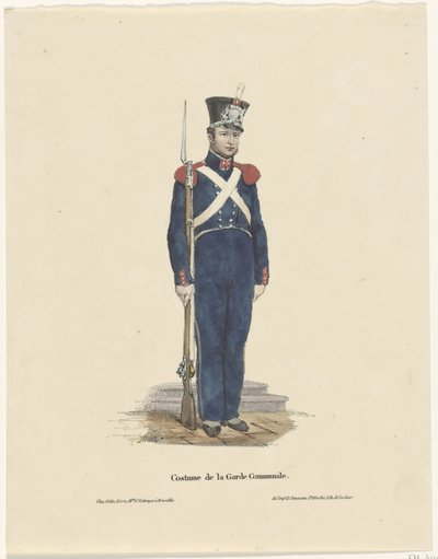 Belçikalı okçu, 1830 Kostüm de la Garde Communale (nesne üzerindeki başlık) by Claudio Linati