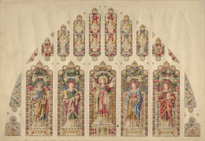 Çok Bölmeli Vitray Pencere Tasarımı, Kutsal Babalık Kilisesi, New York, yaklaşık 1898. by Clayton and Bell