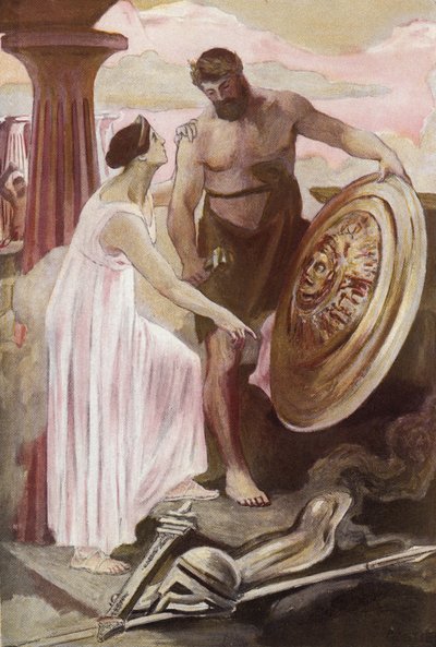 Vulcan tarafından yaratılan Aşil kalkanı. Clement Gontier (1876-1918) tarafından Homere