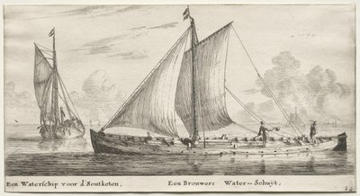 Amsterdam'ın Çeşitli Gemileri ve Görünümleri (Verscheÿde Schepen en Gesichten van Amstelredam), Bölüm II: Soutketen'e giden bir su gemisi. Bir Brewer's Water gemisi by Clement de Jonghe