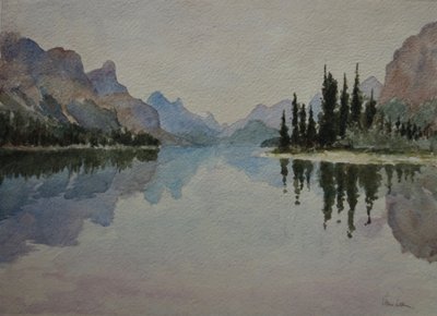 Maligne Gölü, akşama doğru IMG_2026, 2016 (suluboya) by Clive Wilson